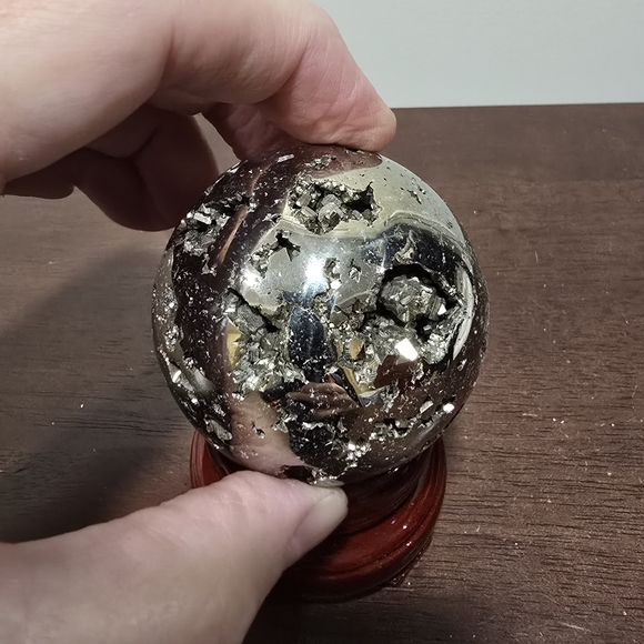 Pyrite Crystal Sphere #P 56 mm - Picture 4 of 9